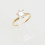 Anillo Compromiso con Zircon Central (6 prongs)- Oro Amarillo 14Kts