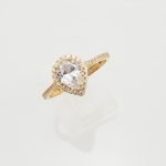 Anillo Compromiso Gota con Halo de Zircones - Oro Amarillo 14Kts