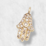 Dije Manito Hamsa con Diamantes Pavé - Oro Amarillo 14 Kts