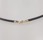 Cadena De Caucho Negro (3 mm) c/ Terminales & Broche - Oro Amarillo 14Kts - Image 3