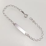 Brazalete (15 cm) Placa ID c/ Eslabones Ovalados - Oro Blanco 18Kts - Image 3
