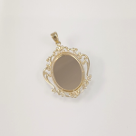 Medalla (20 x 24 mm) Lisa c/ Marco Rococo (Personalizar) - Oro Amarillo 14Kts - Image 3