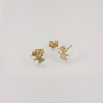 Zarcillos Post (7 x 9 mm) Nina "Bimba"   - Oro Amarillo 18Kts - Image 2