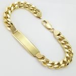 Brazalete (22.5 cm) Esclava, Placa ID Cuban Link - Oro Amarillo 14 Kts