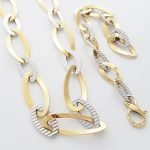 Set Pulsera/Collar Eslabones Planos - Oro Blanco & Amarillo 14Kts - Image 2