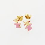 Zarcillos de Niña (Bimba) con Esmalte Rosa - Oro Amarillo 18Kts - Image 2