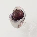 Anillo Corazon con Piedra Ágata Cabuchon - Oro Blanco 18Kts
