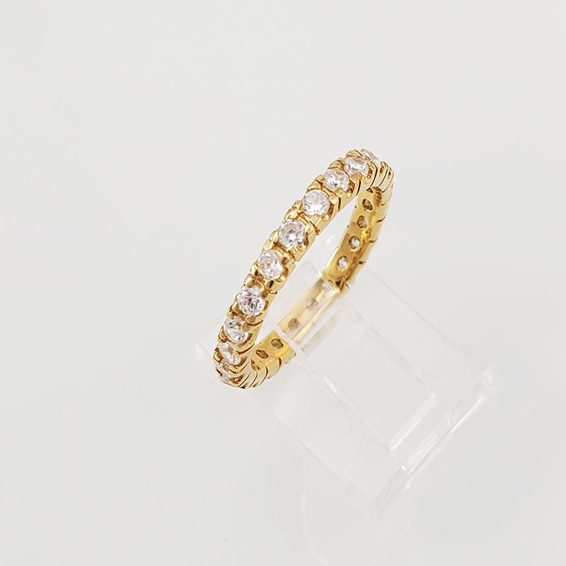 EUG3P230-1 Anillo Infinity Band c/ Zircones - Oro Amarillo 18Kts - Image 1