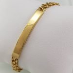 Brazalete c/ Placa ID - Esclava (Tejido Chino) - Oro Amarillo 14Kts