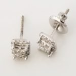 Zarcillos Post Cuadrados c/ Diamantes 0.25 Ct. - Oro Blanco 18Kts. - Image 3