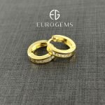 Zarcillos Huggies (Ø12 mm) Reversibles c/ Zircones Carre (3 mm) - Oro Amarillo 18Kts