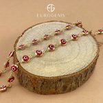 Brazalete (17 cm) c/ Ojos Turcos Rojo (6 mm) - Oro Amarillo 14Kts