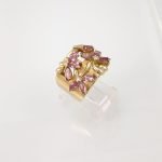 Anillo con Flores en Turmalinas Marquise y Diamantes - Oro Amarillo 18 Kts