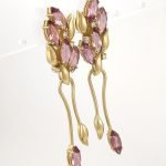Zarcillos con Marquise de Turmanilas Rosadas y Diamantes - Oro Amarillo 18Kts