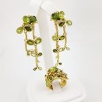 Set Anillo y Zarcillos de Hojas con Peridotos y Diamantes - Oro Amarillo 18 Kts