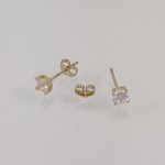 Zarcillos (4 mm) Post Princess Cut - Oro Amarillo 14 Kts - Image 11