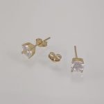 Zarcillos (4 mm) Post Princess Cut - Oro Amarillo 14 Kts - Image 12