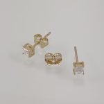 Zarcillos (4 mm) Post Princess Cut - Oro Amarillo 14 Kts