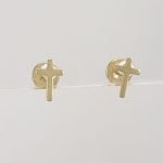 Zarcillo Unitario (6.8 x 4.4 mm) Cruz Pequena (Screwback/Abridores) - Oro Amarillo 18Kts