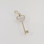 Dije Llave c/ Corazon & Zircones - Oro Amarillo 14Kts - Image 2