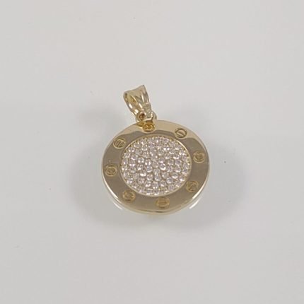 Dije (17 mm) c/ Zircones Pave & Marco c/ Tornillos - Oro Amarillo 14Kts