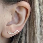Unitario (20 x 2 mm) Onda c/ Zircones & Cuff (Screwback/Abridores) - Oro Amarillo 14Kts