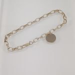 Brazalete (18 cm) Eslabones Ovalados c/ Medalla para Grabar - Oro Amarillo 14Kts