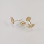 Zarcillos (4 x 7 mm) Hojas c/ Zircones (Abridores/Screwback) - Oro Amarillo 18Kts - Image 2
