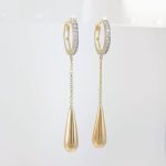 Zarcillos Huggies c/ Zircones & Gota - Oro Amarillo 14Kts