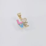 Dije (9 x 10 mm) LOVE c/ Esmalte & Zircones - Oro Amarillo 14Kts