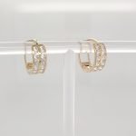 Zarcillos Huggies (14 mm) c/ Lineas de Zircones - Oro Amarillo 18Kts