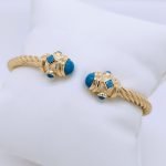 Bangle Entorchado c/ Puntas Turquesa - Oro Amarillo 14Kts