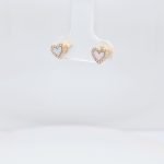 Zarcillos Corazones Madreperla c/ Diamantes Pave (Post) - Oro Amarillo 14Kts