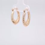 Argollas (17 x 18 mm) Ovaladas Acanaladas Puff - Oro Amarillo 14Kts