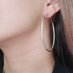 Argollas (60 mm) c/ Diamantes Pave - Oro Blanco 14Kts
