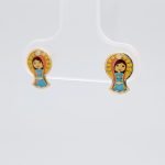 Zarcillos (5 x 8 mm) Virgen c/ Esmalte (Screwback/Abridores) - Oro Amarillo 14Kts