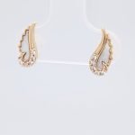Zarcillos (4 x 11 mm) Alas c/ Madreperla & Zircones (Screwback/Abridores) - Oro Amarillo 14Kts