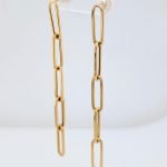 Zarcillos (6 cm) Paperclip (Post) - Oro Amarillo 14Kts