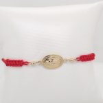 Brazalete Ajustable Hilo Chino c/ Milagrosa - Oro Amarillo 14Kts