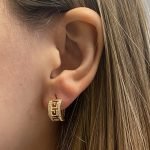 Huggies (Ø13.5 mm) Greca c/ Zircones - Oro Amarillo 14 Kts - Image 2