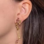 Zarcillos con Marquise de Turmanilas Rosadas y Diamantes - Oro Amarillo 18Kts - Image 2