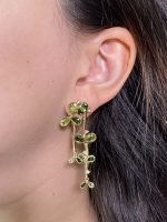 Set Anillo y Zarcillos de Hojas con Peridotos y Diamantes - Oro Amarillo 18 Kts - Image 2