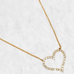 Cadena (43 cm) c/ Corazon & Diamantes - Oro Amarillo 14Kts
