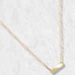 Cadena (45 cm) Paper Clip c/ Placa Para Personalizar - Oro Amarillo 14Kts