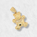 Dije (14 x 17 mm) Oso Puff Liso & Diamantado - Oro Amarillo 18Kts