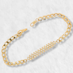 Brazalete (17.5 cm) Esclava US Link c/ Diamantes Pave - Oro Amarillo 14Kts