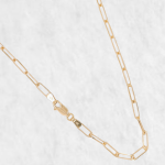 Cadena (50 cm) Paper Clip Maciza (3 mm) - Oro Amarillo 14Kts
