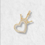 Dije (20 x 20 mm) Corazon Silueta c/ Corona & Zircones Pave - Oro Amarillo 18Kts