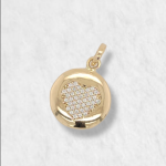 Dije (15 mm) Medalla c/ Corazon en Zircones Pave - Oro Amarillo 18Kts