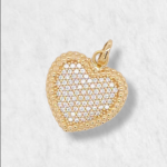Dije (16 x 15 mm) Corazon c/ Zircones Pave - Oro Amarillo 18Kts